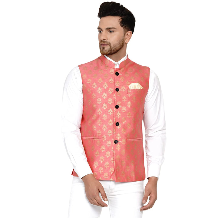 Kingsman Vibe Nehru Jacket | Banarasi Printed Art Silk Fit