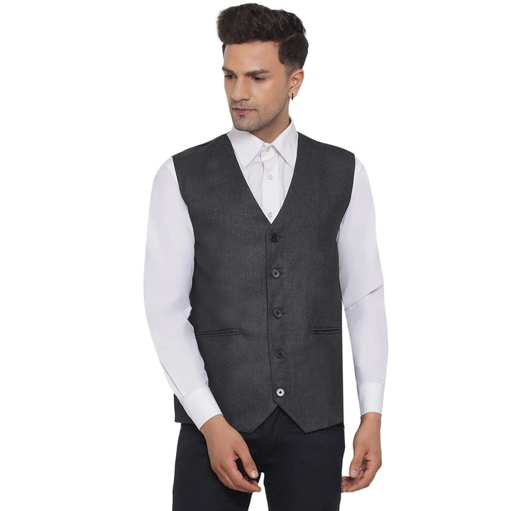 Men's Slub Plain Waistcoat | Perfect for Formal & Casual Wear