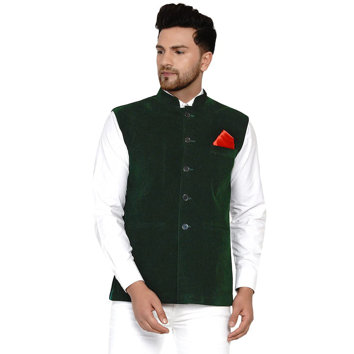 Men’s Classic Velvet Jacket | Solid Nehru Style for Celebrations