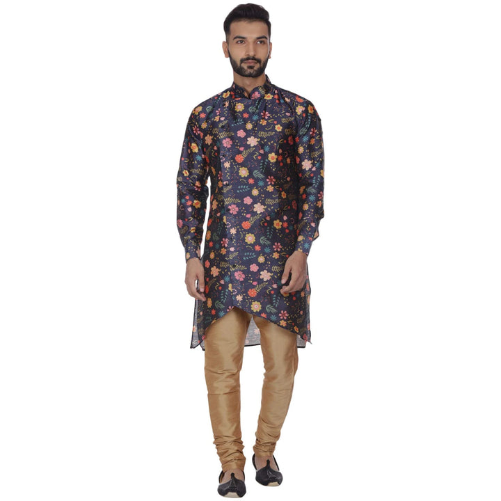 Stylish Printed Kurta Set | Blue Color Silk Blend with Bottom