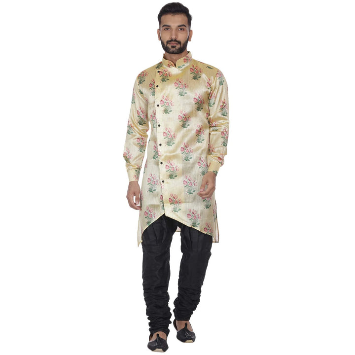 Step Into Tradition | Men's Silk Blend Kurta with Printed Zig Zag Design