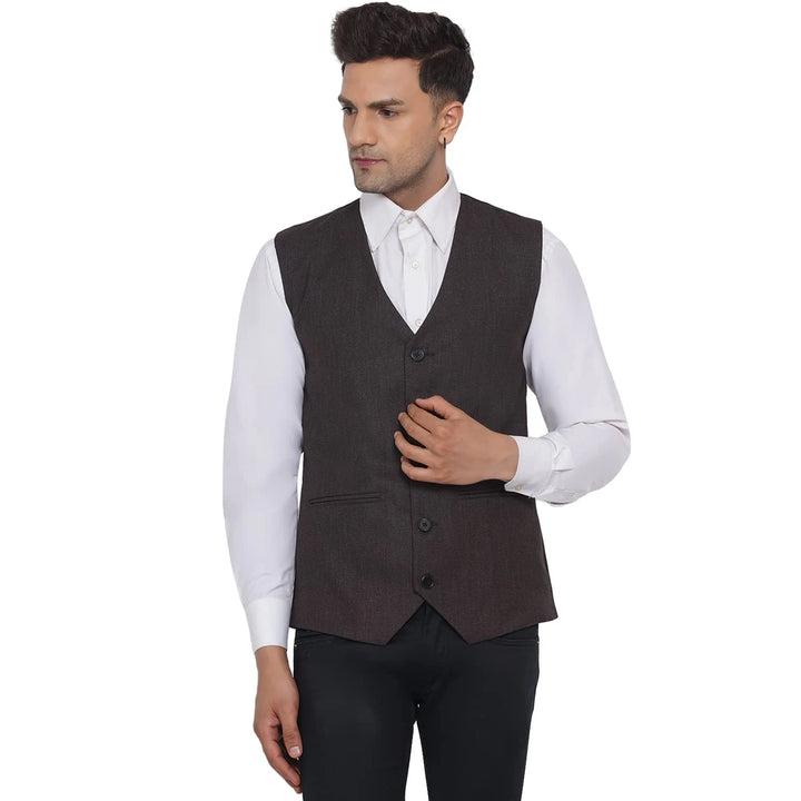 Men's Slub Plain Waistcoat | Perfect for Formal & Casual Wear
