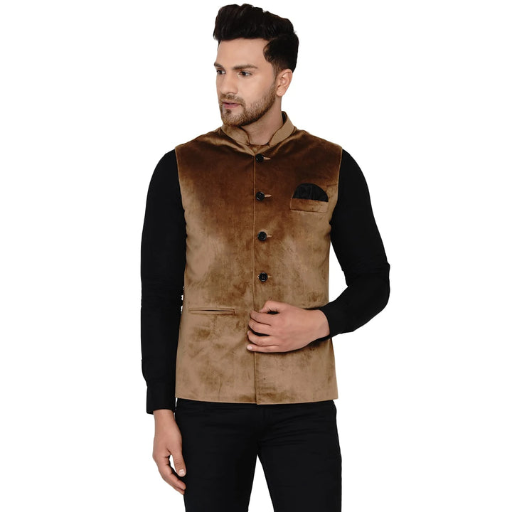 Men’s Classic Velvet Jacket | Solid Nehru Style for Celebrations