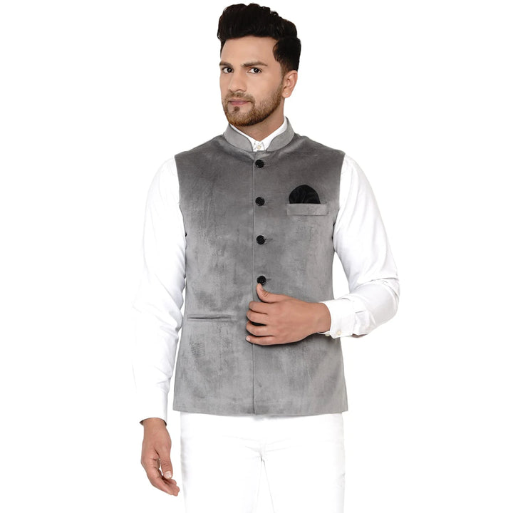 Men’s Classic Velvet Jacket | Solid Nehru Style for Celebrations