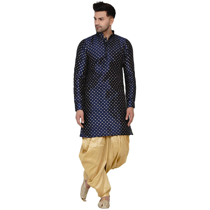 Traditional Art Silk Kurta with Raw Silk Dhoti | Banarasi Elegance