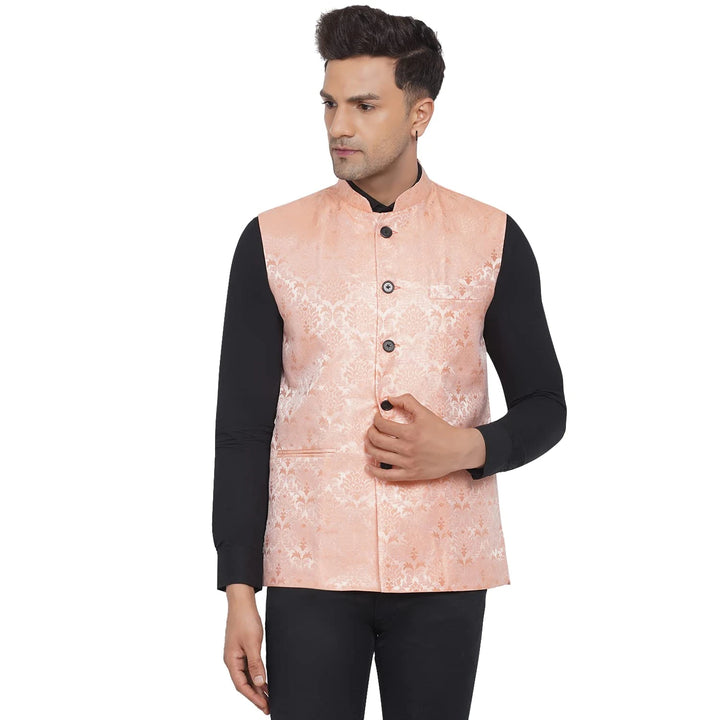 Stylish Men's Jacquard Printed Nehru Jacket | For Festive Wear