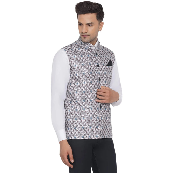 Men's Cotton Printed Nehru Jacket | Stylish Traditional Outfit