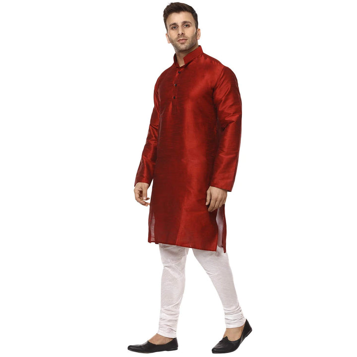 Classic Chinese Collar Kurta Set | Men’s Silk Style for Weddings