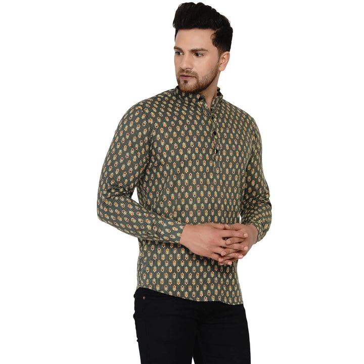 Stylish Light Green Kurta | Cotton Fabric with Printed Work