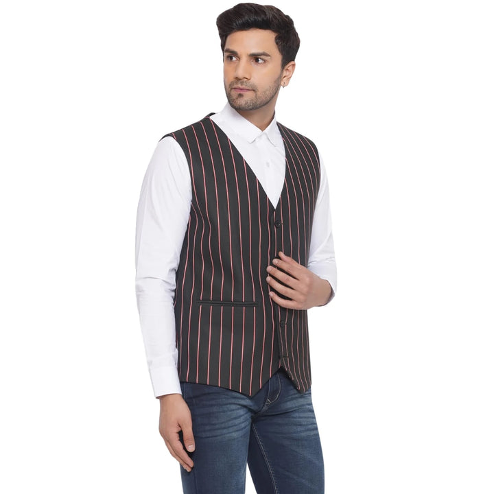 Cotton Poly Striped Waistcoat for Men | Buy Formal & Casual Wear