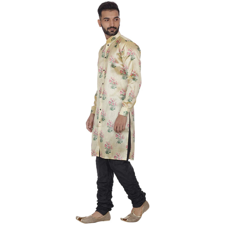 Traditional Beige Silk Kurta for Men | Sherwani Style Festive