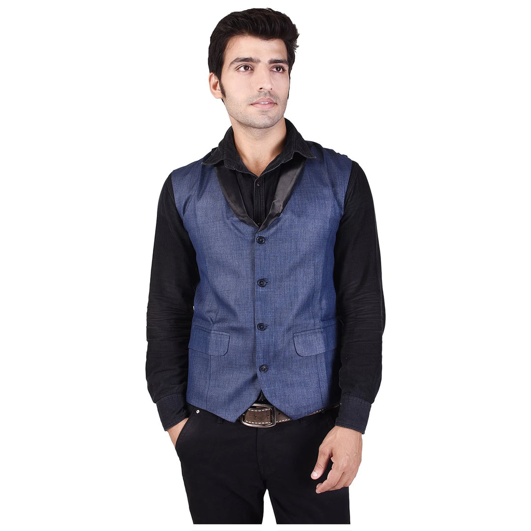 Men's Solid Navy Blue Waistcoat | Stylish Look for All Occasions