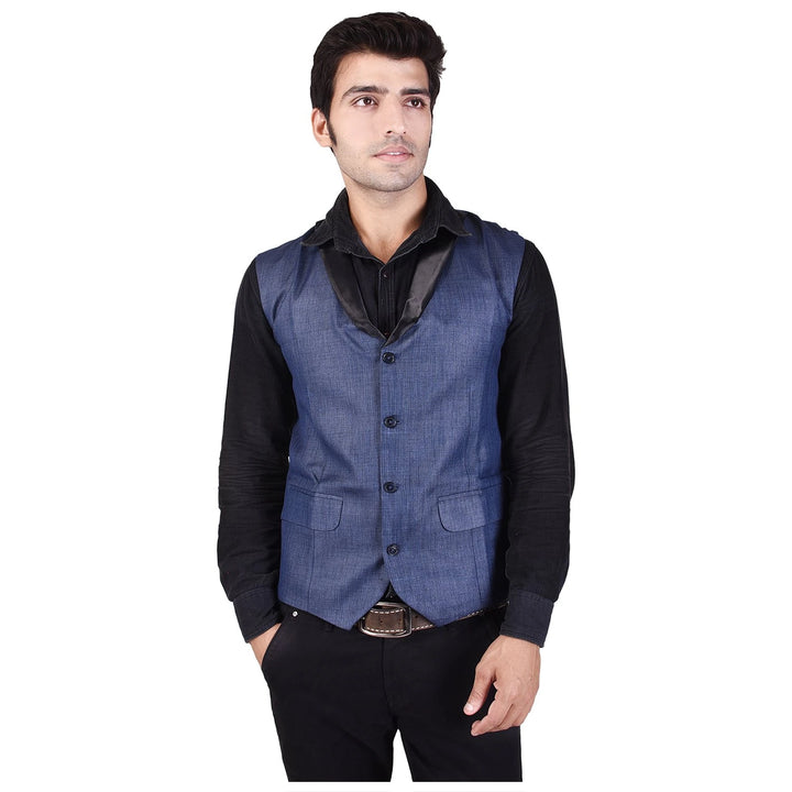 Men's Solid Navy Blue Waistcoat | Stylish Look for All Occasions