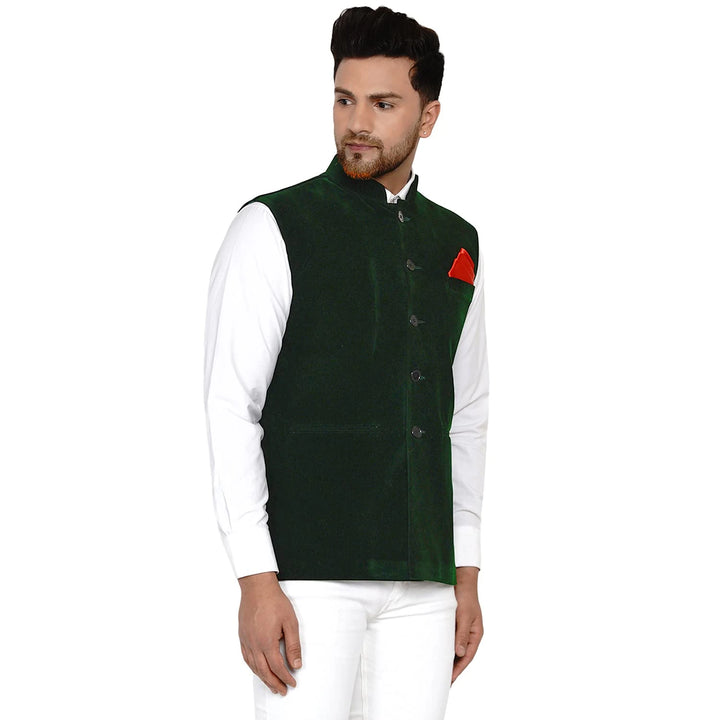 Men’s Classic Velvet Jacket | Solid Nehru Style for Celebrations