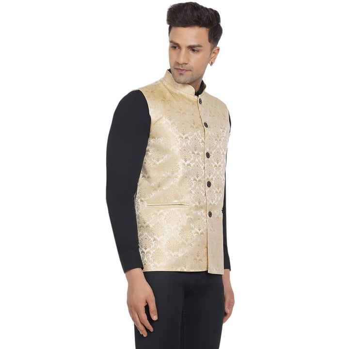 Stylish Men's Jacquard Printed Nehru Jacket | For Festive Wear