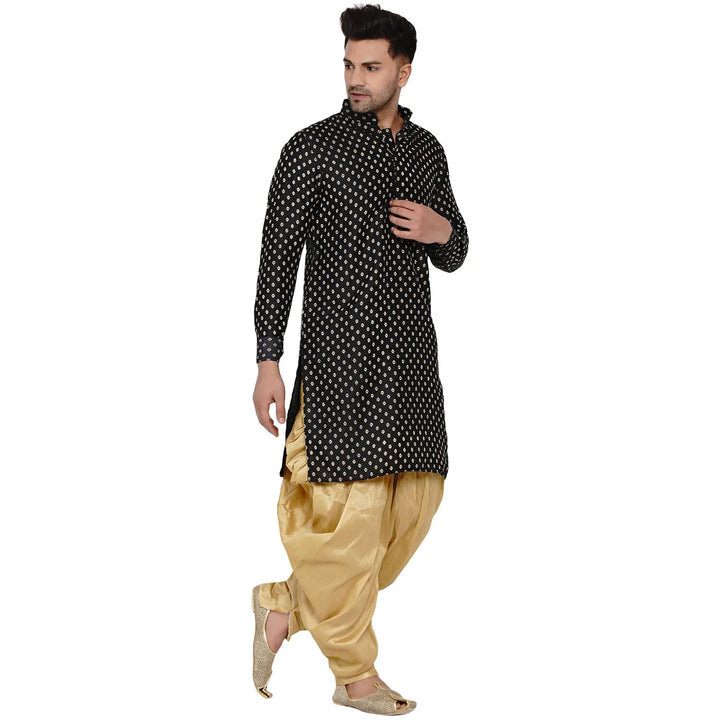 Traditional Art Silk Kurta with Raw Silk Dhoti | Banarasi Elegance