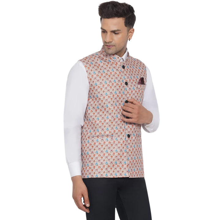 Men's Cotton Printed Nehru Jacket | Stylish Traditional Outfit
