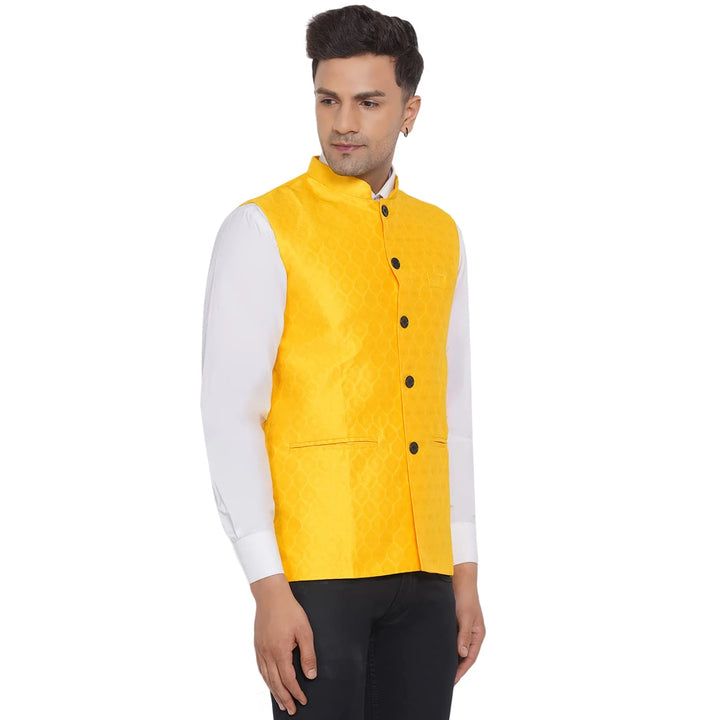 Stylish Printed Jacquard Nehru Jacket for Men | for Weddings & Parties