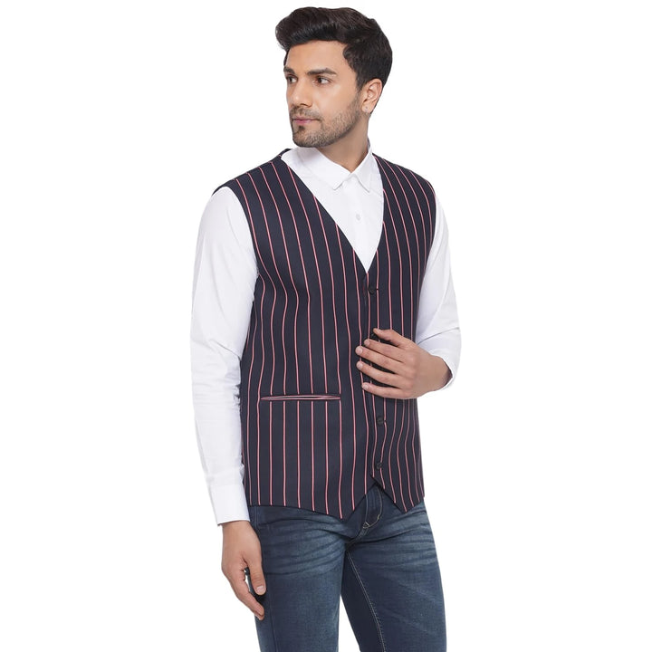 Cotton Poly Striped Waistcoat for Men | Buy Formal & Casual Wear