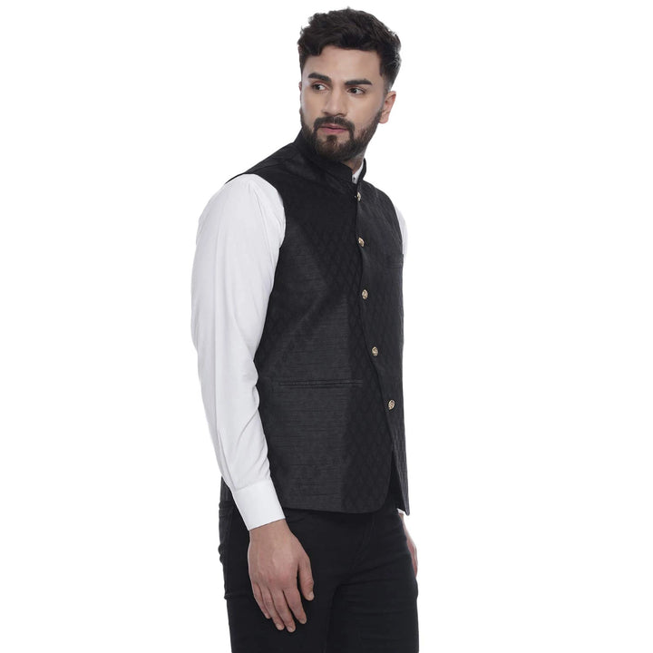 Stylish Art Silk Nehru Jacket | Men's Jacquard Print Outerwear