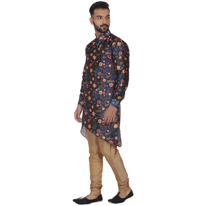 Stylish Printed Kurta Set | Blue Color Silk Blend with Bottom