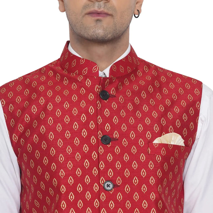 Traditional Red Jacket for Men | Nehru Style for Festive Looks