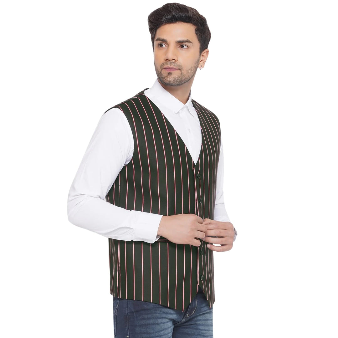 Cotton Poly Striped Waistcoat for Men | Buy Formal & Casual Wear