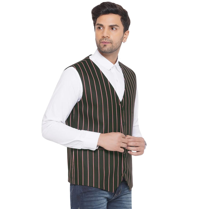 Cotton Poly Striped Waistcoat for Men | Buy Formal & Casual Wear