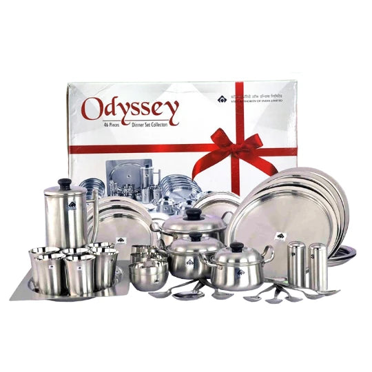 Odyssey 46 Pc Dinner Set | Matt Finish Steel Dinnerware for Family