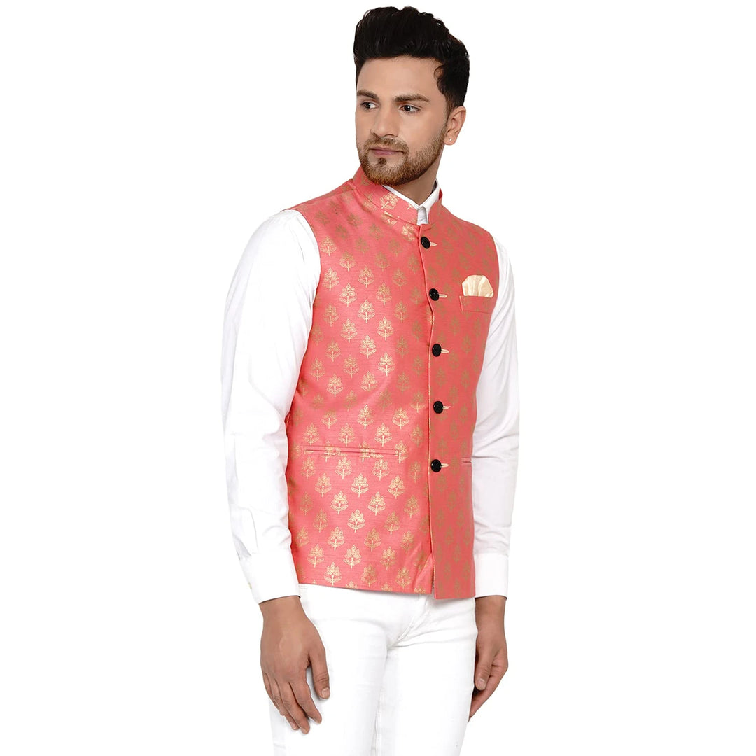 Kingsman Vibe Nehru Jacket | Banarasi Printed Art Silk Fit