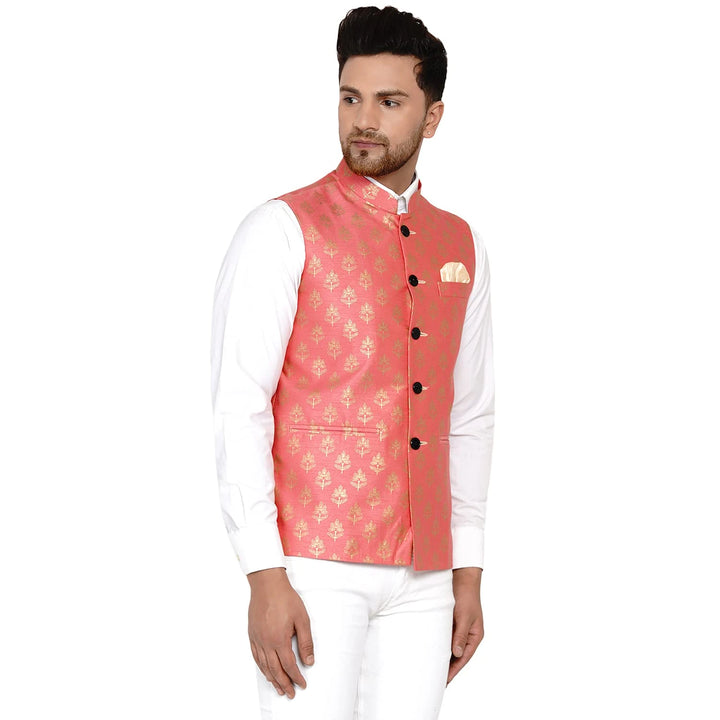 Kingsman Vibe Nehru Jacket | Banarasi Printed Art Silk Fit