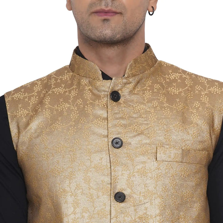 Banarasi Print Nehru Jacket for Men | Traditional Festive Wear
