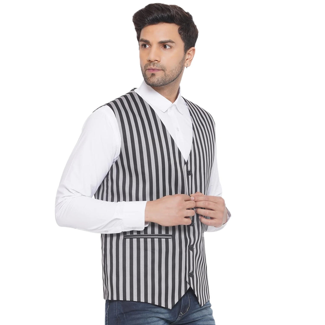 Designer Striped Waistcoat for Men | Party & Office Look Combined