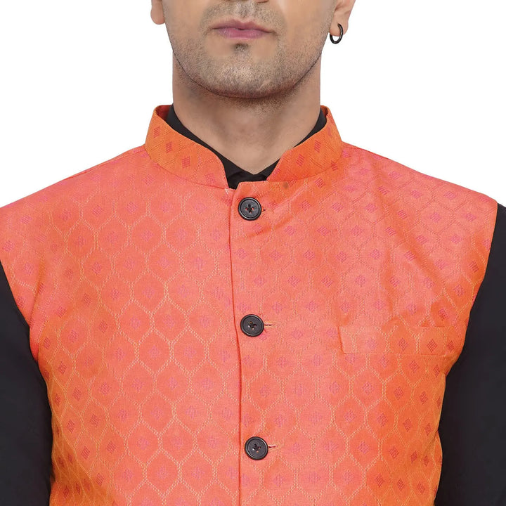 Stylish Printed Jacquard Nehru Jacket for Men | for Weddings & Parties