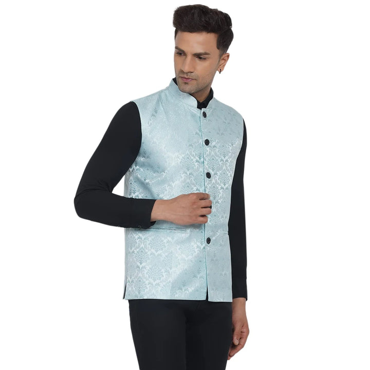 Stylish Men's Jacquard Printed Nehru Jacket | For Festive Wear