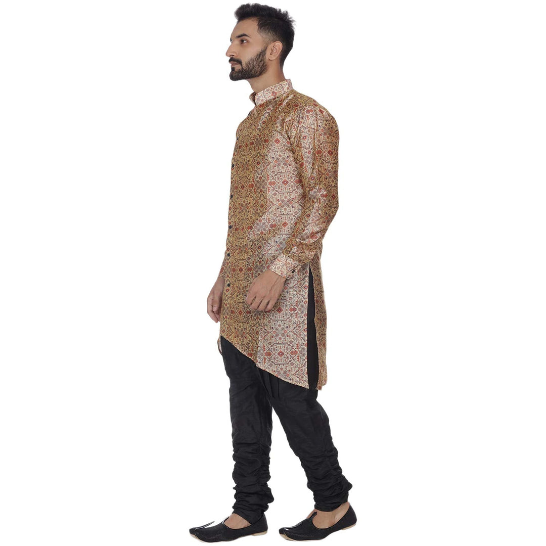 Wedding Special Beige Kurta Pajama | Sherwani Style Silk Blend