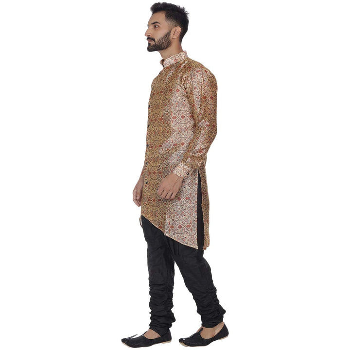 Wedding Special Beige Kurta Pajama | Sherwani Style Silk Blend