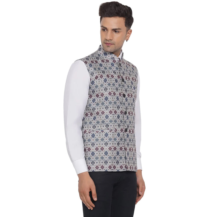 Designer Cotton Printed Nehru Jacket | Men’s Style for Festive Wear