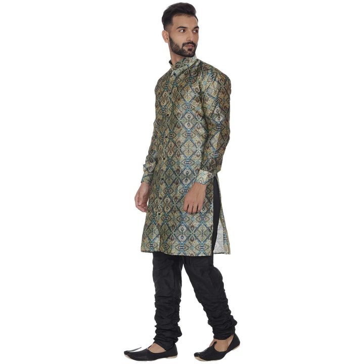 Royal Green Silk Kurta Set for Men | Sherwani Style Elegance