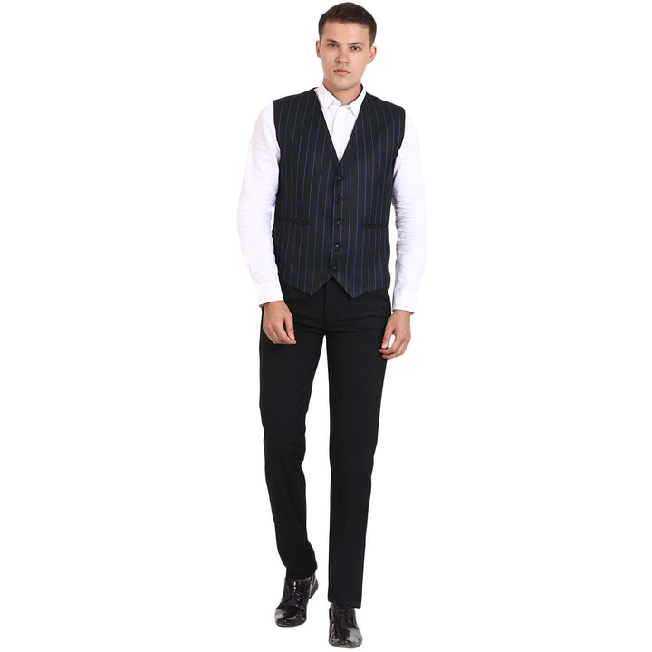 Men Poly Cotton Striped Waist Coat | Perfect for Ethnic & Casual Wear