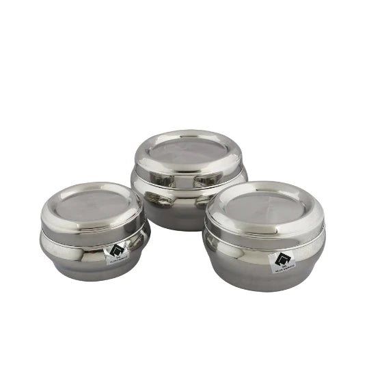 Airtight Snack & Storage Containers | Set of 3 Stainless Pots