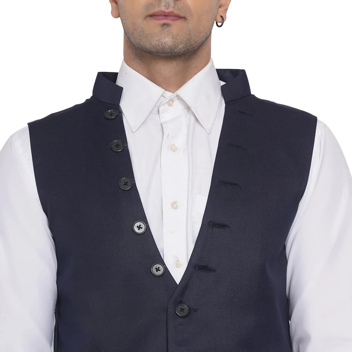 Men's Solid Poly Cotton Waistcoat | Formal & Casual Wear Style