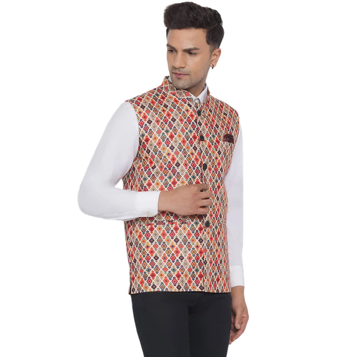 Multicolor Cotton Nehru Jacket for Men | Festive & Stylish Look