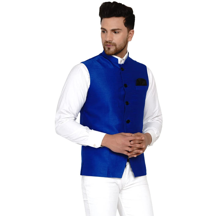 Classy Banarasi Jacket for Men | Solid Silk Blend Nehru Style