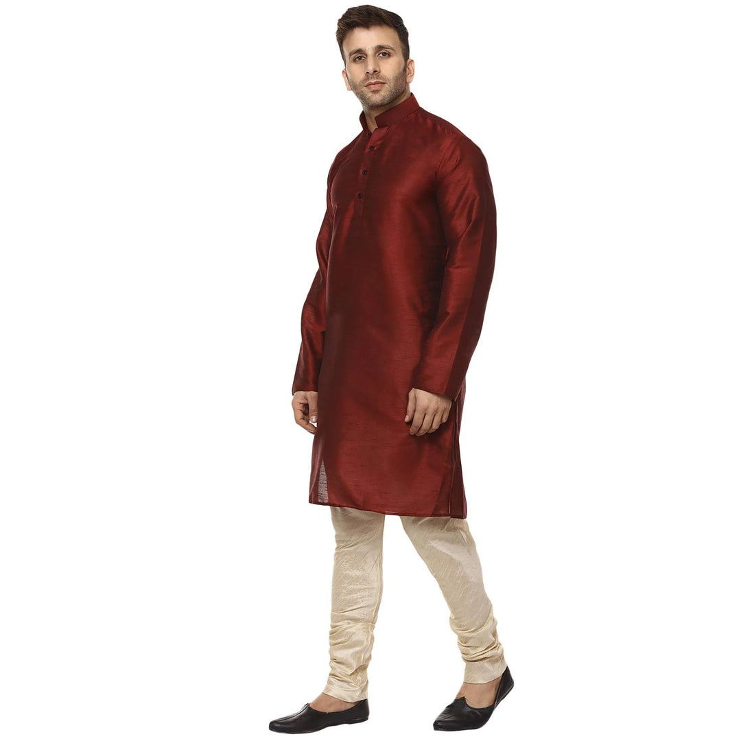 Classic Chinese Collar Kurta Set | Men’s Silk Style for Weddings