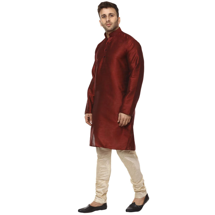 Classic Chinese Collar Kurta Set | Men’s Silk Style for Weddings