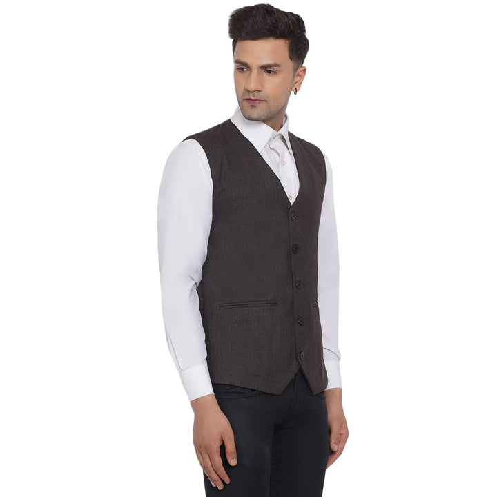 Men's Slub Plain Waistcoat | Perfect for Formal & Casual Wear
