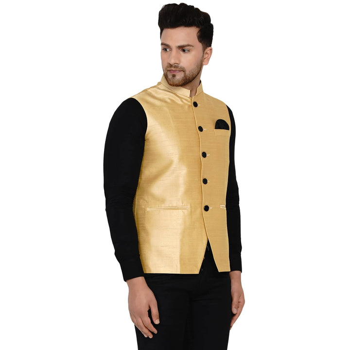 Classy Banarasi Jacket for Men | Solid Silk Blend Nehru Style