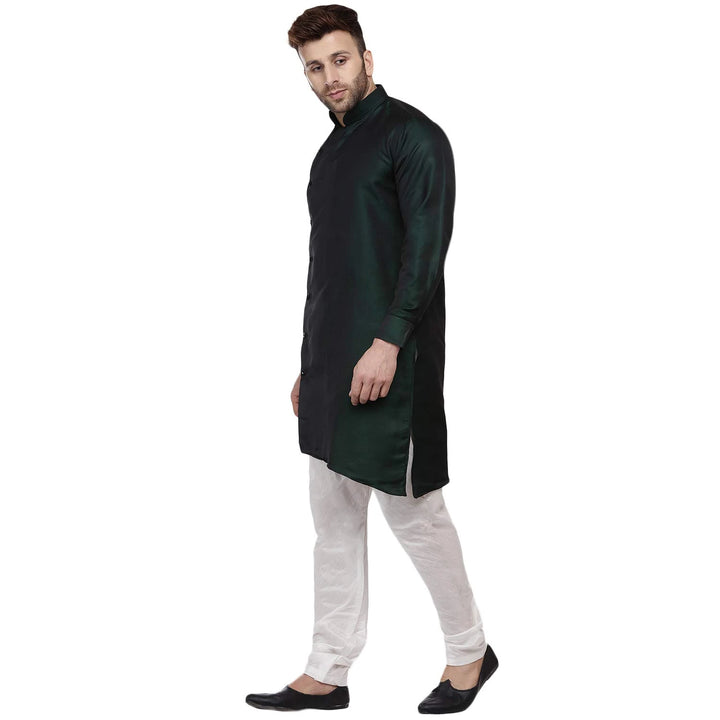 Taffeta Silk Side Button Kurta for Men | Stylish Mandarin Collar