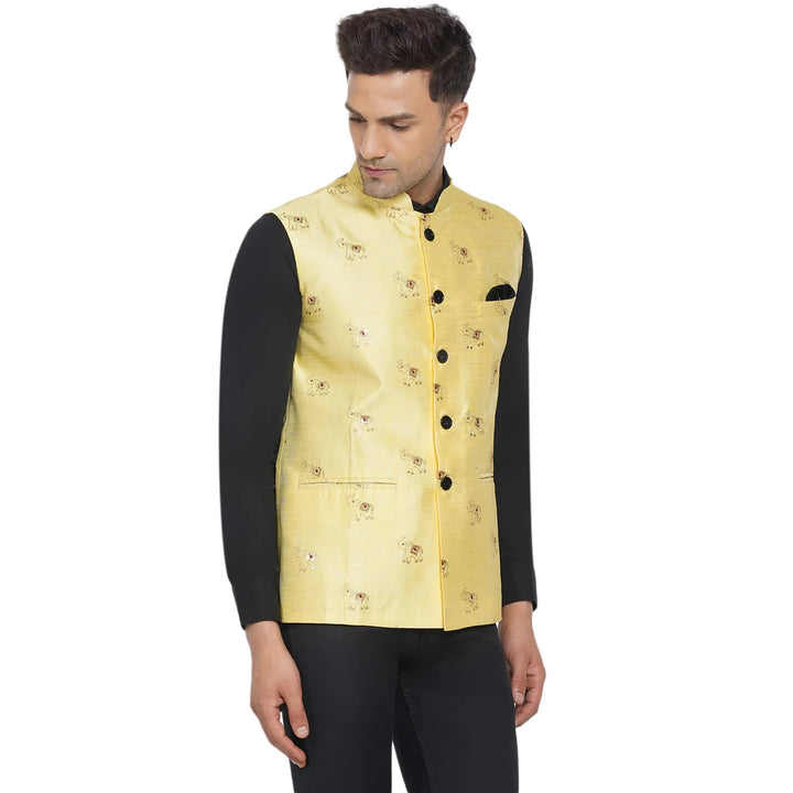 Silk Elephant Nehru Jacket for Men | Designer Ethnic Wear